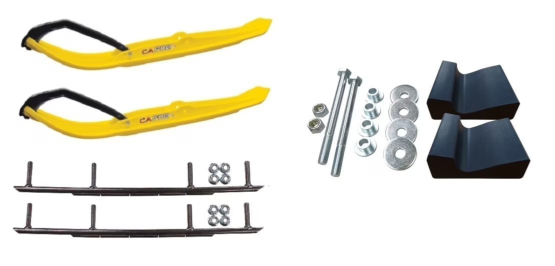 Yellow XT Snowmobile Skis with 10" Round Bars Complete Kit F830730