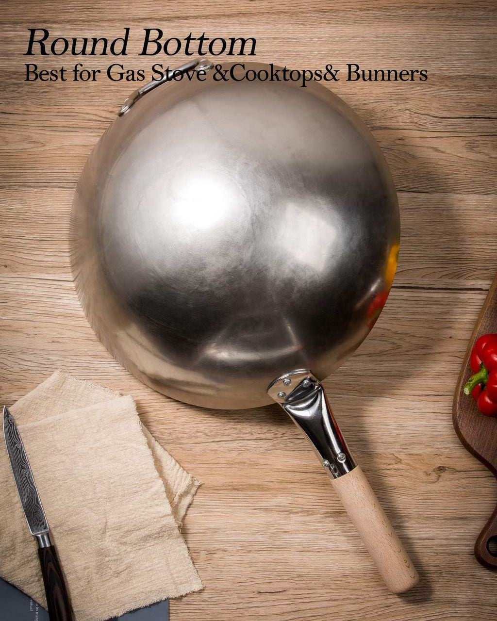 14 Inch Carbon Steel Wok with Wok Ring and Sponge K25658