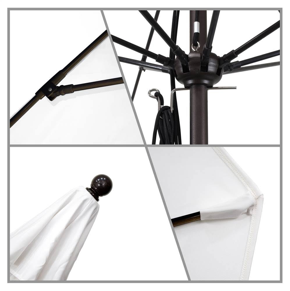11 ft. Fiberglass Double Vent Market Umbrella - Bronze - Sunbrella Wheat, Beige Y306
