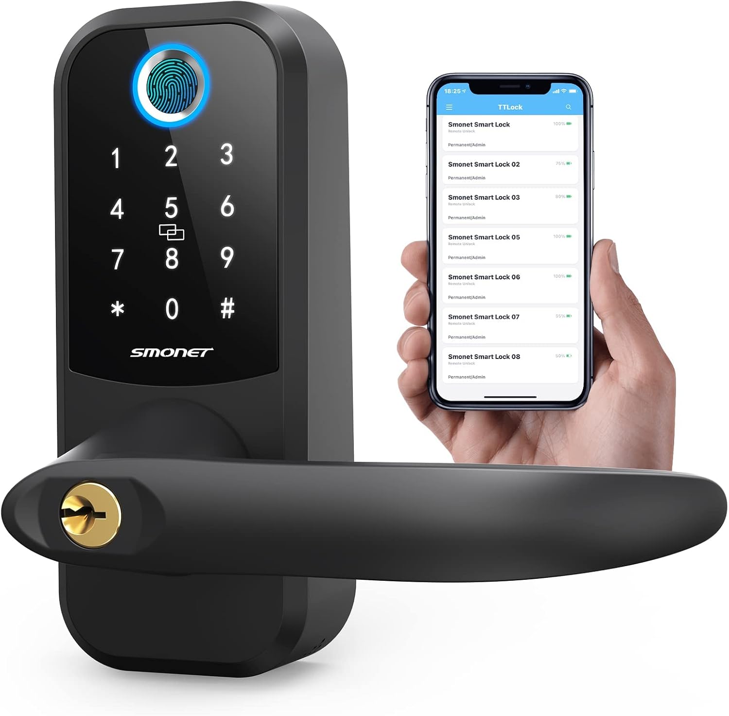 Fingerprint Door Lock with Keypad, Keyless Entry Door Lock with Handle Y35651
