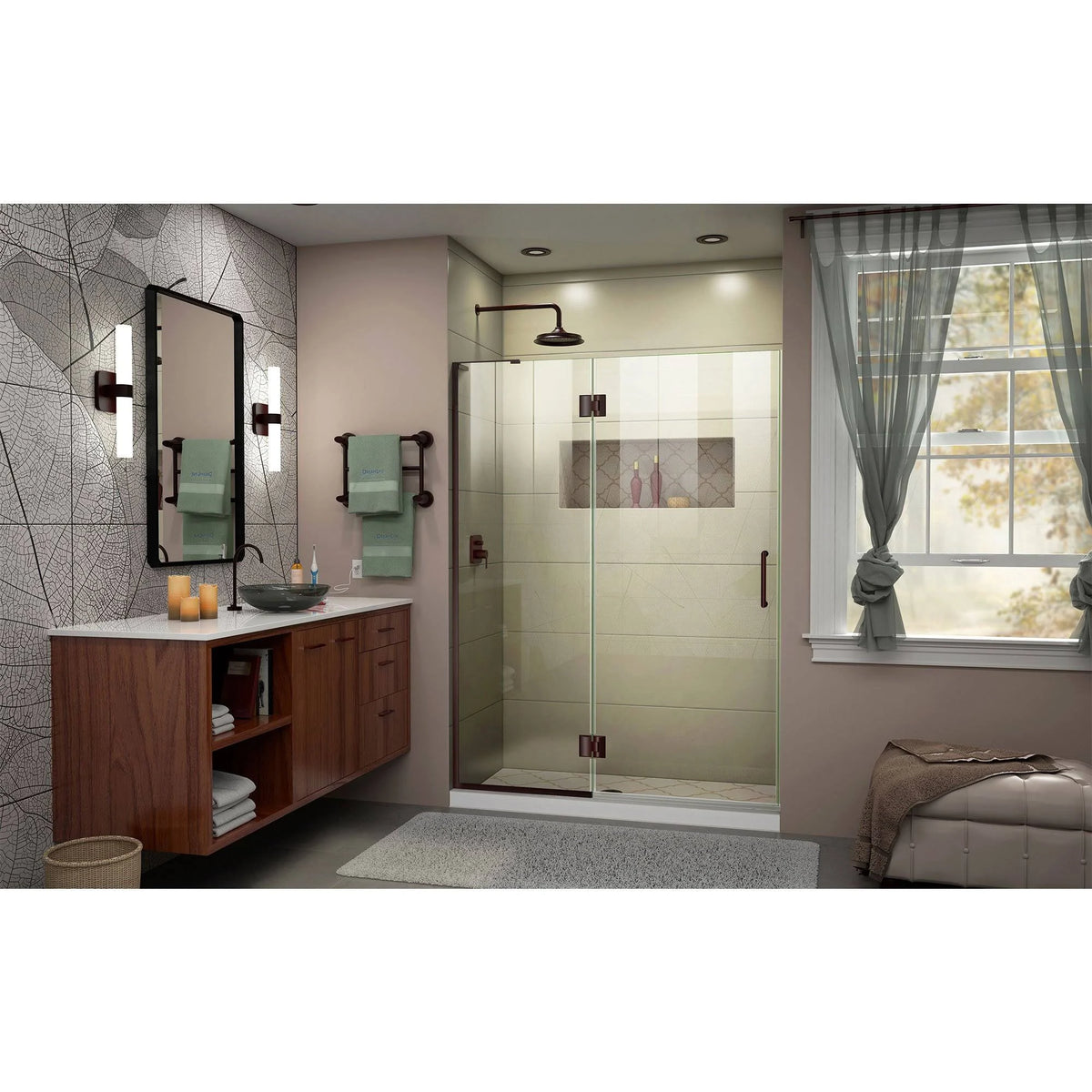 Frameless Hinged Shower Door in Oil Rubbed Bronze Z692769