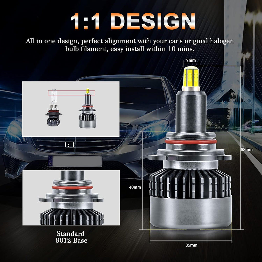 Pack of 2 6500k Cool White LED Headlight Bulbs I409802