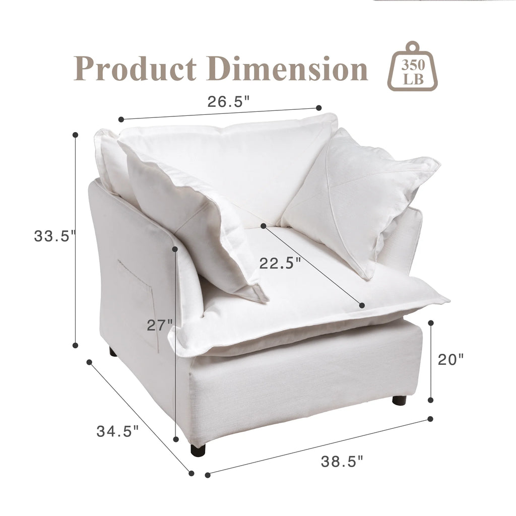 Oversized Accent Chair with 2 Pillows, Grey N96038