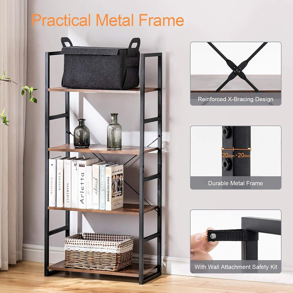 5 Tier Tall Bookshelf Bookcase, Brown Y270