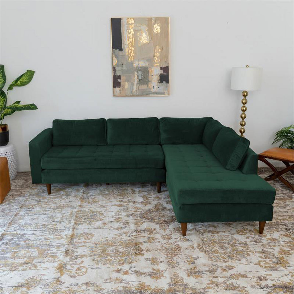 Green Velvet Corner Sectional Sofa P644849