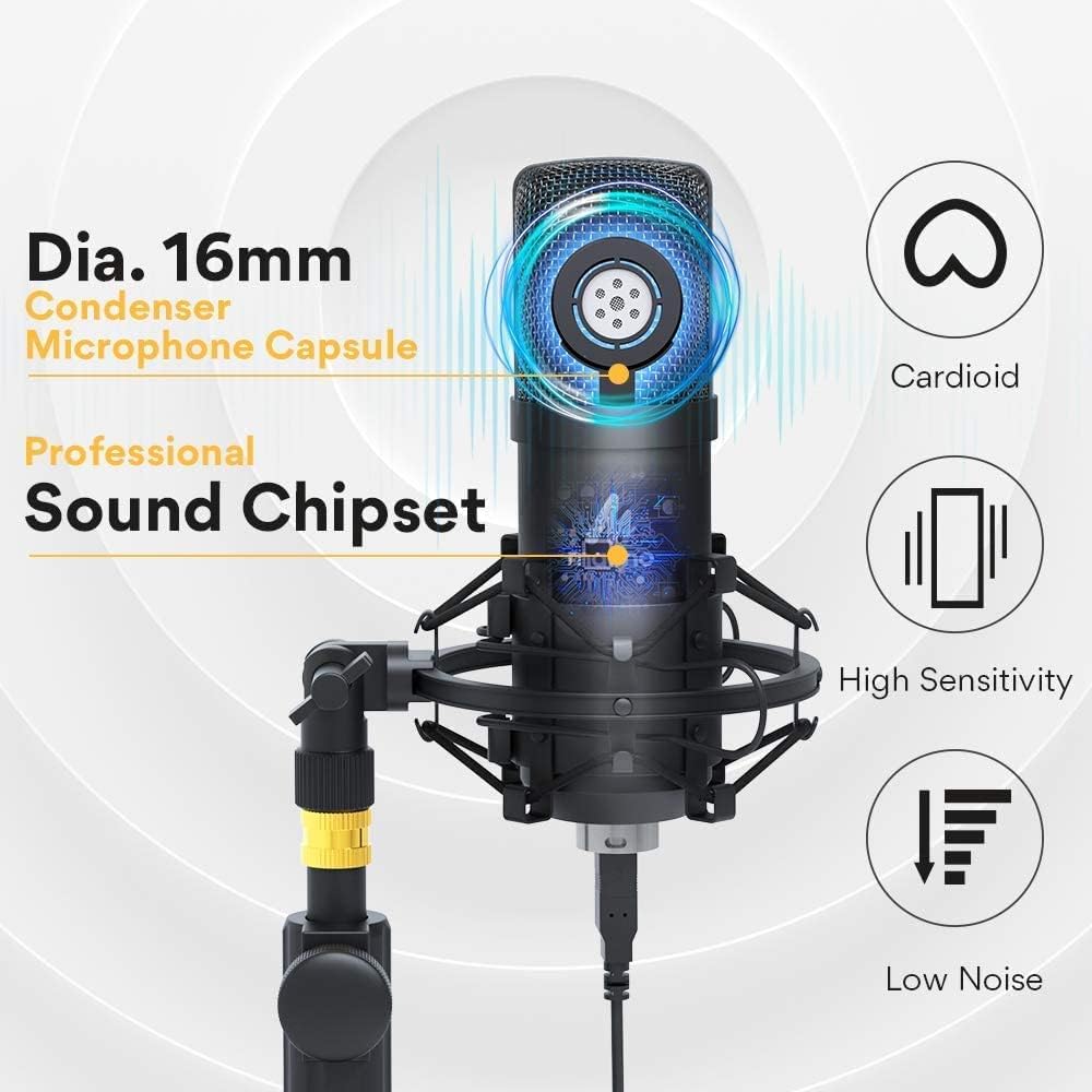 USB Condenser Microphone Kit with Aluminum Organizer Storage Case, Pack of 2 O3080