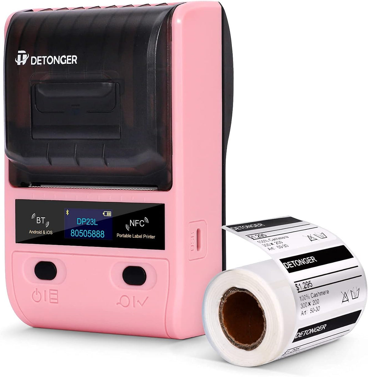 Portable Bluetooth Thermal Label Printer with 1 Pack 50x30mm Label, Black G85243
