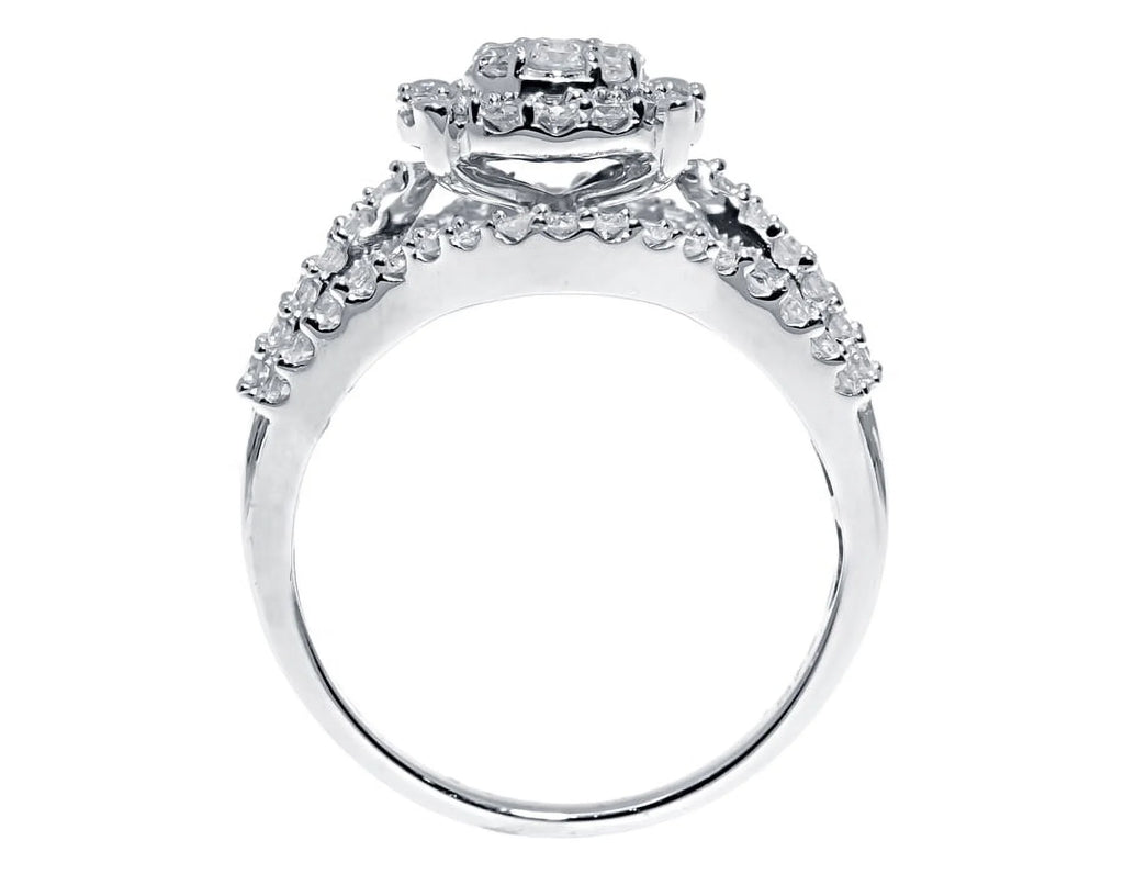 10k White Gold Round Diamond Cluster Engagement Ring R351914