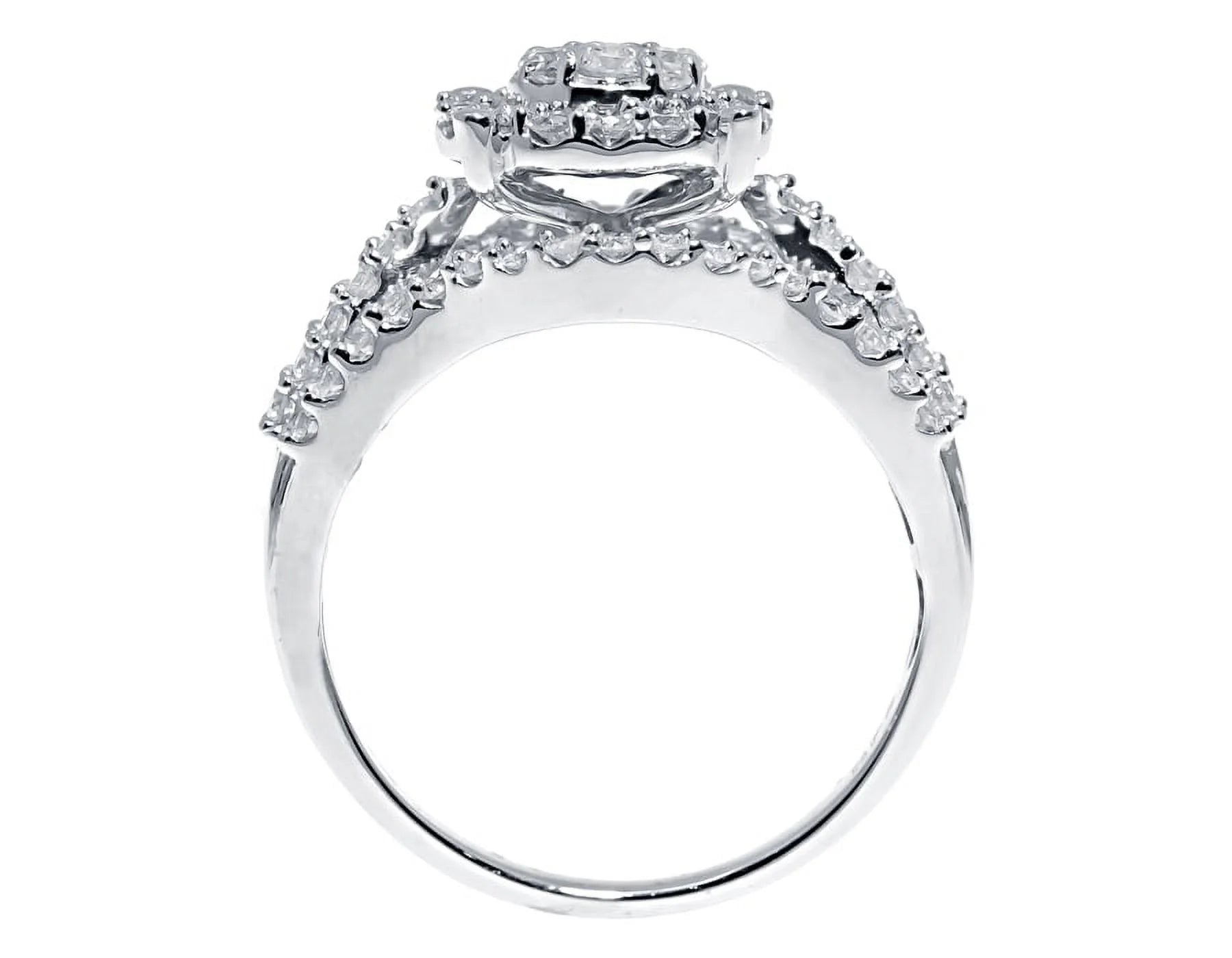 10k White Gold Round Diamond Cluster Engagement Ring R351914