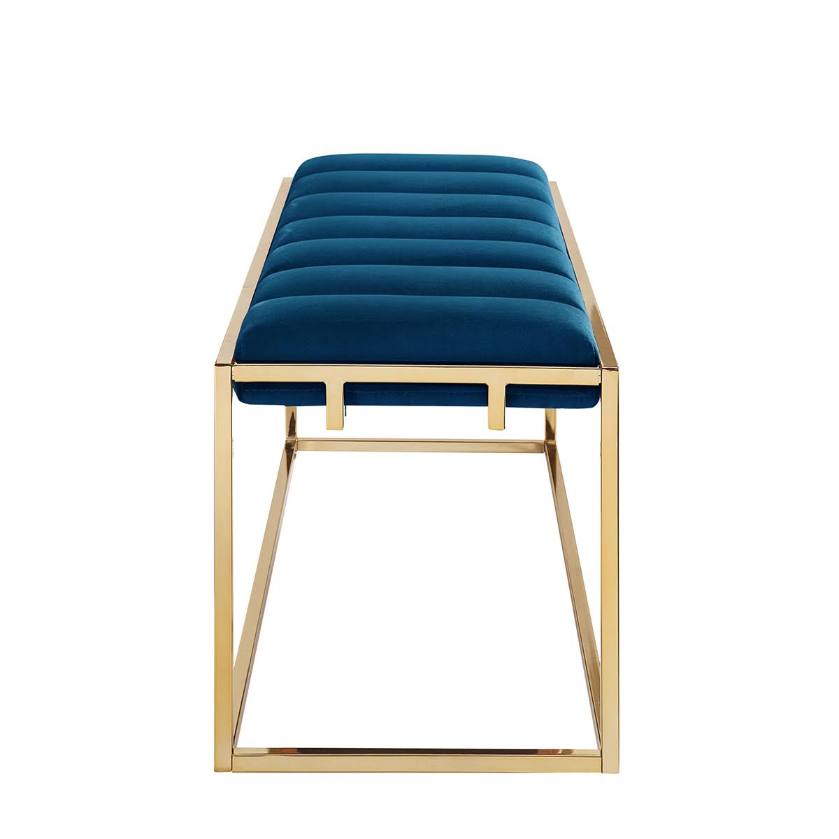Channel Tufted Velvet Bench Metal Frame V7555