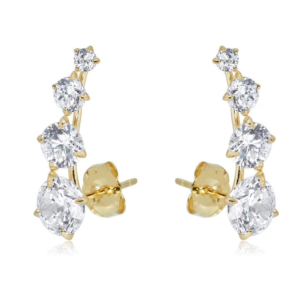 10K Yellow Gold Ear Crawler CZ Earrings J35497