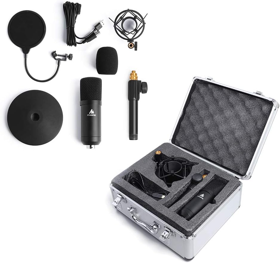 USB Condenser Microphone Kit with Aluminum Organizer Storage Case, Pack of 2 O3080
