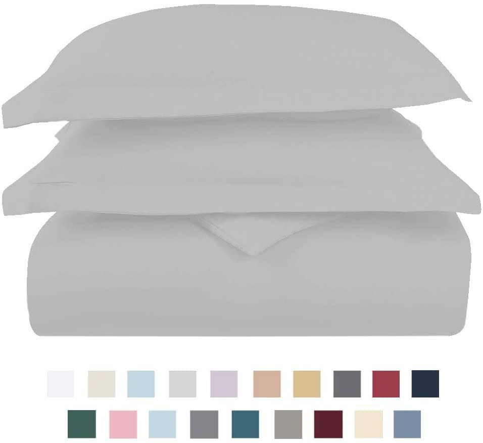 King Size Gray Cotton Duvet Cover Set with 4 Pillow Shams Q372