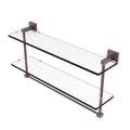 22 in. Two Tiered Glass Shelf with Integrated Towel Bar Antique Copper D734
