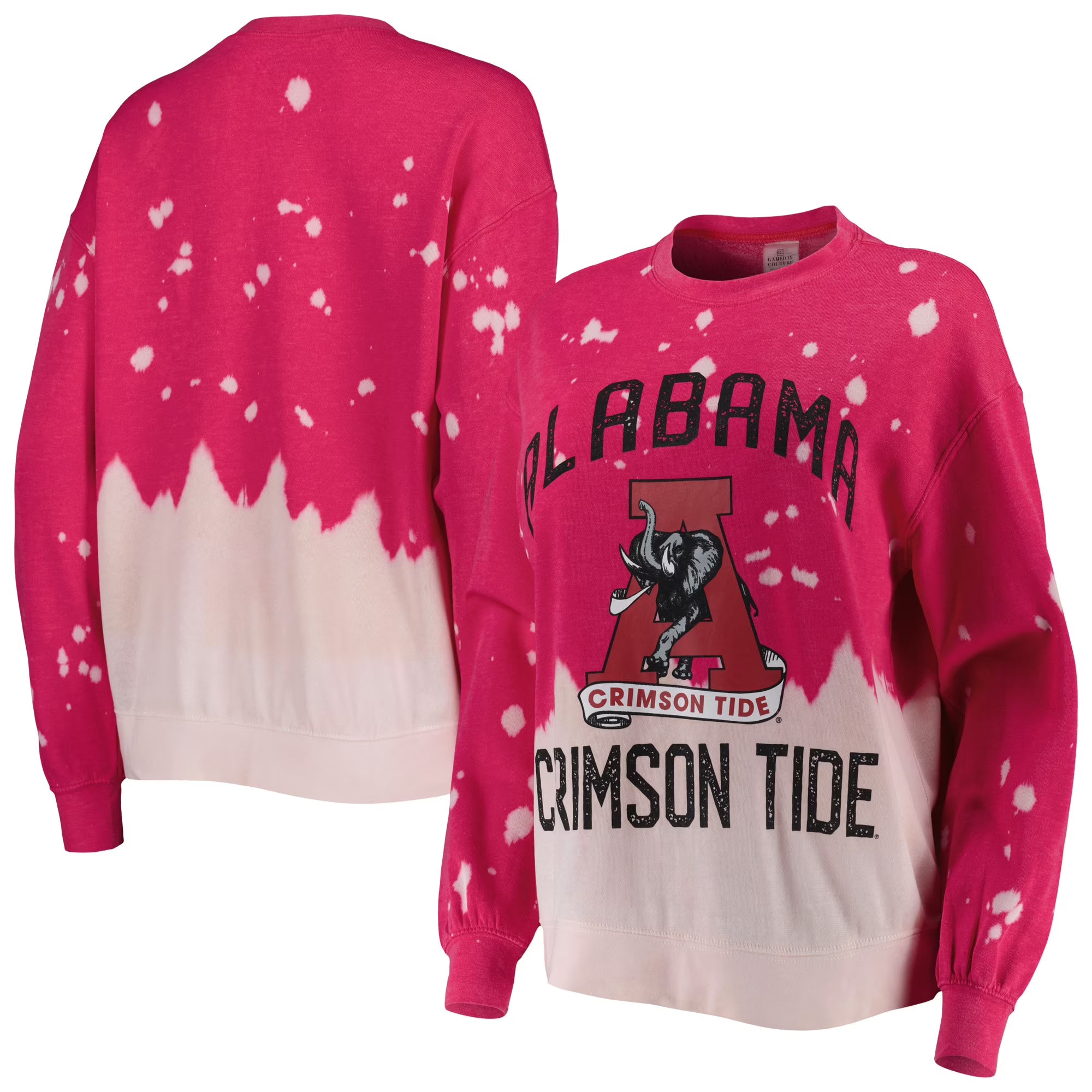 Women's Crimson Faded Dip-Dye Pullover Long Sleeve Top C3718