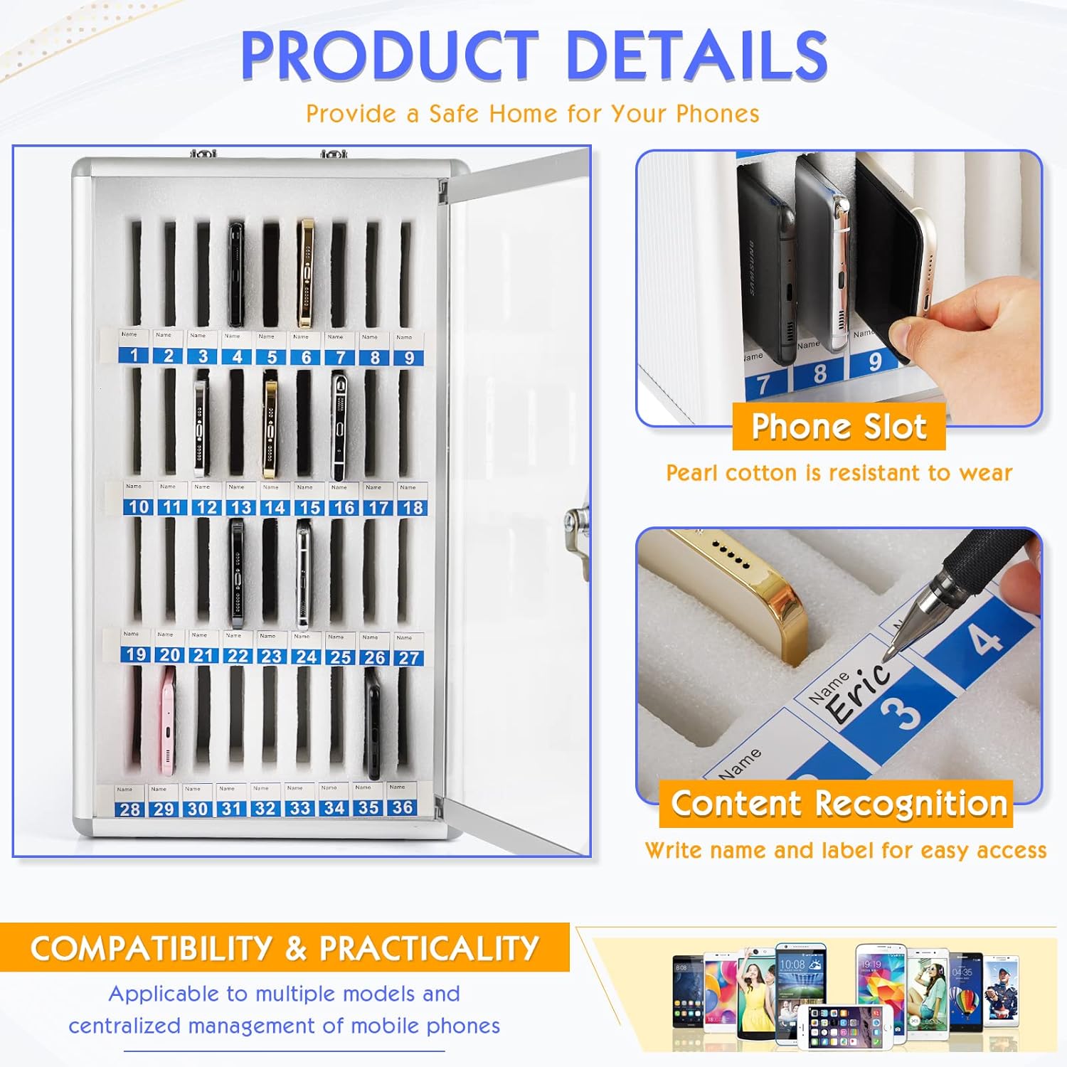 36 Slots Aluminum Alloy Pocket Chart Storage Cabinet Q1752
