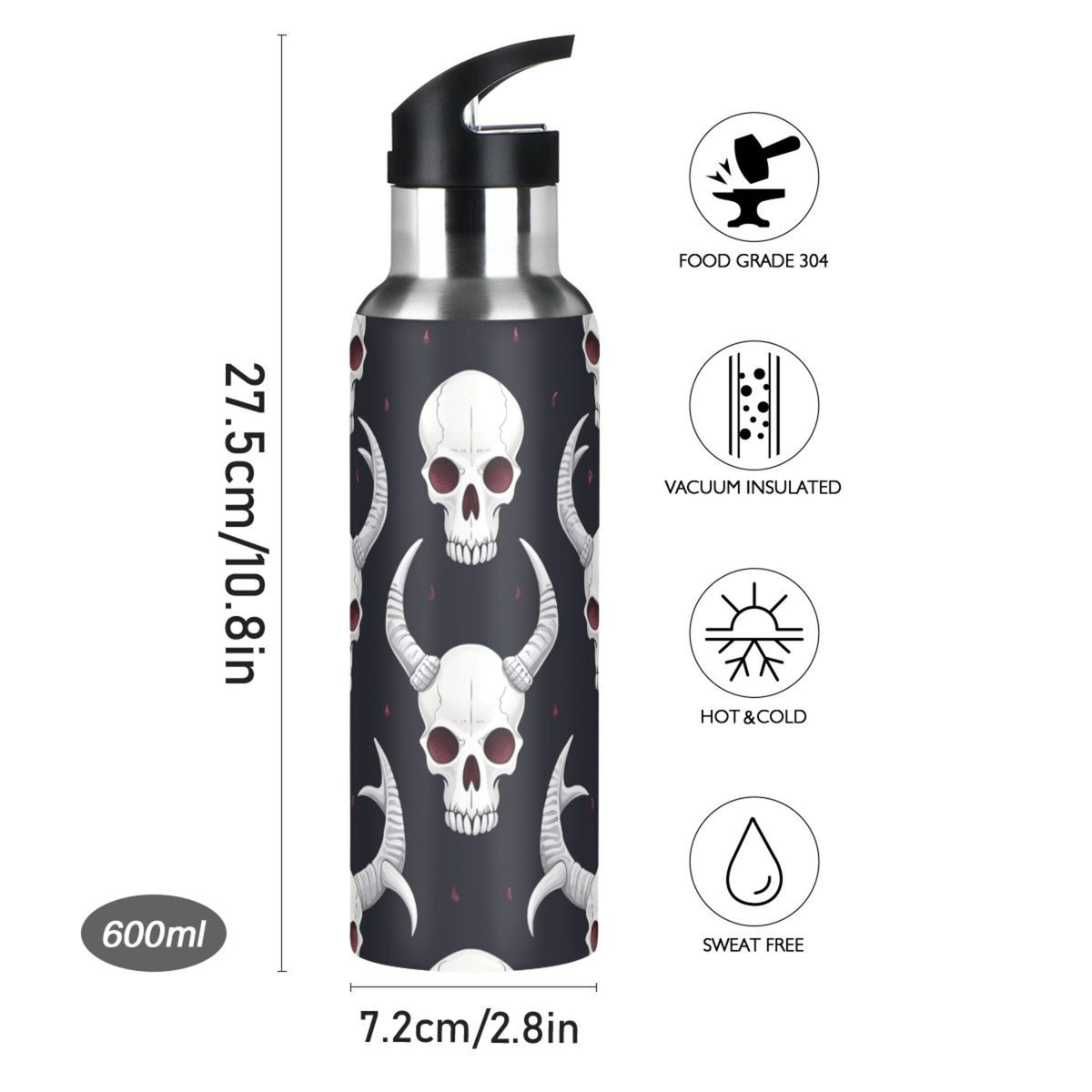 Insulated Stainless Steel Water Bottle with Straw Lid, 20 oz U10768