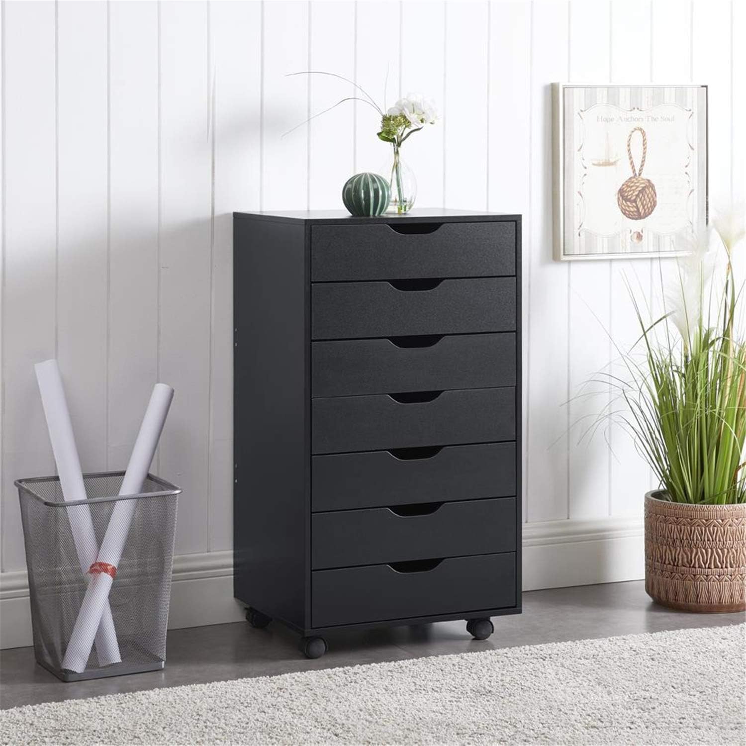 Gray 7-Drawer Mobile File Cabinet D5950