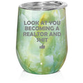 12 oz Double Wall Vacuum Insulated Stainless Steel Stemless Wine Tumbler Travel Mug With Lid J402864