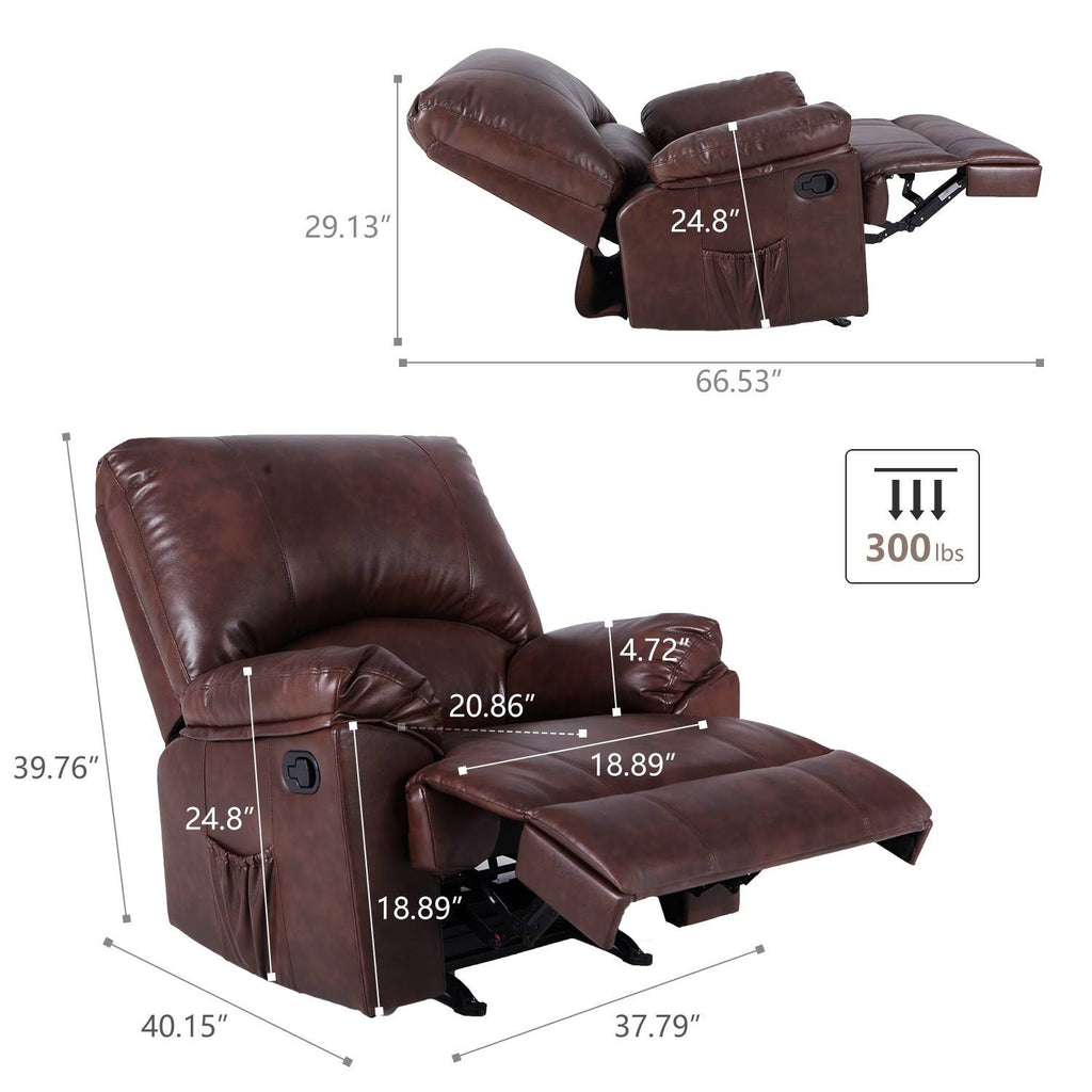 Black PU Leather Rocker Recliner H376605