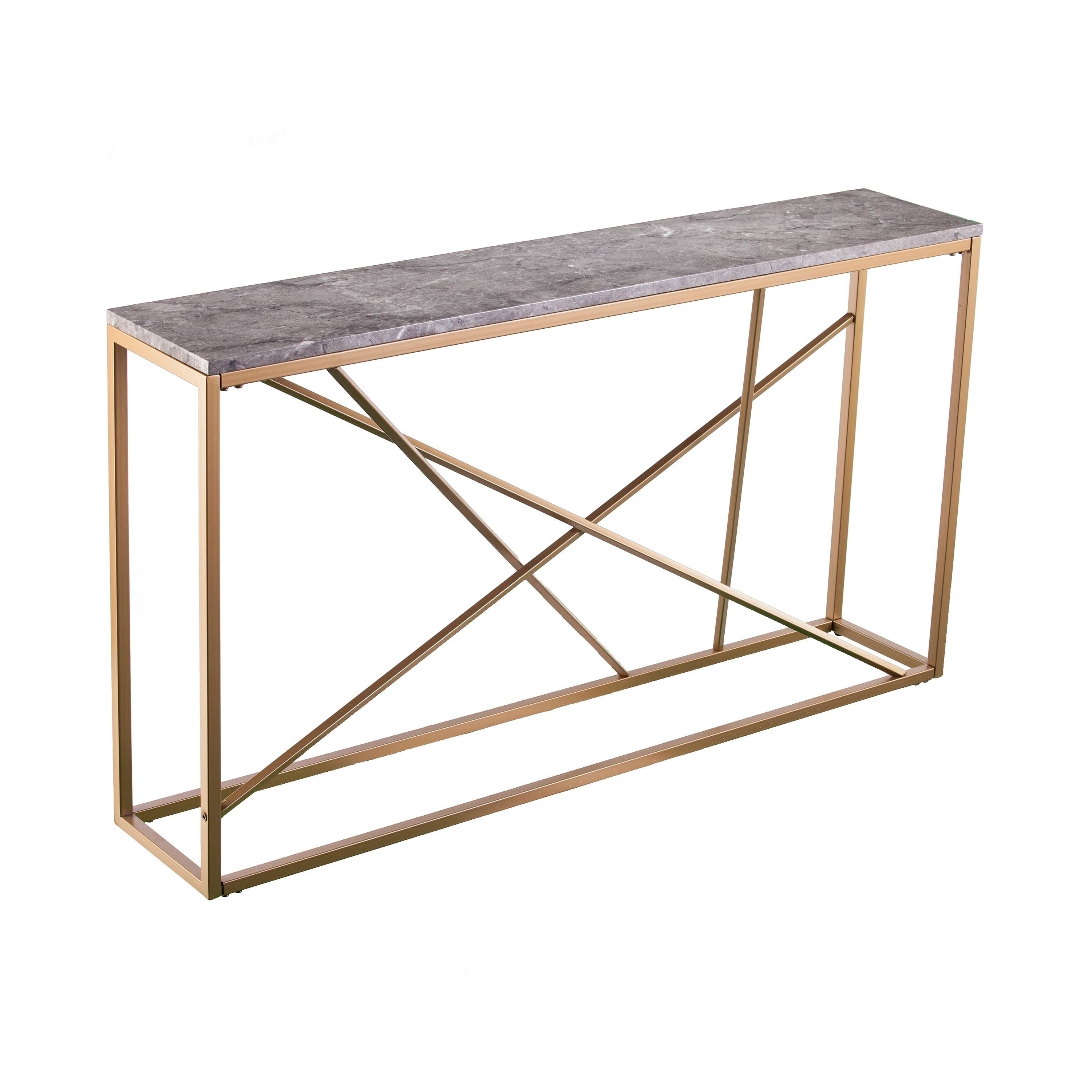 Faux Marble Skinny Console Table N331