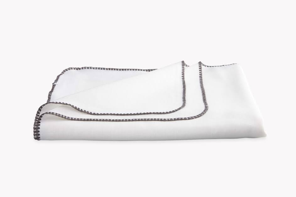 White/Charcoal Linen Tablecloth 54 in W x 54 in L Z22103