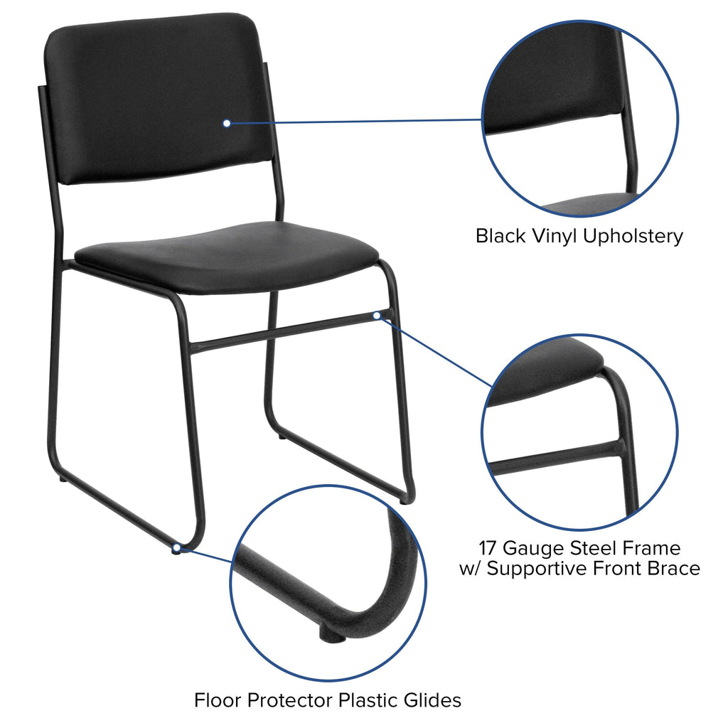 Black Stacking Chair with Sled Base V7483