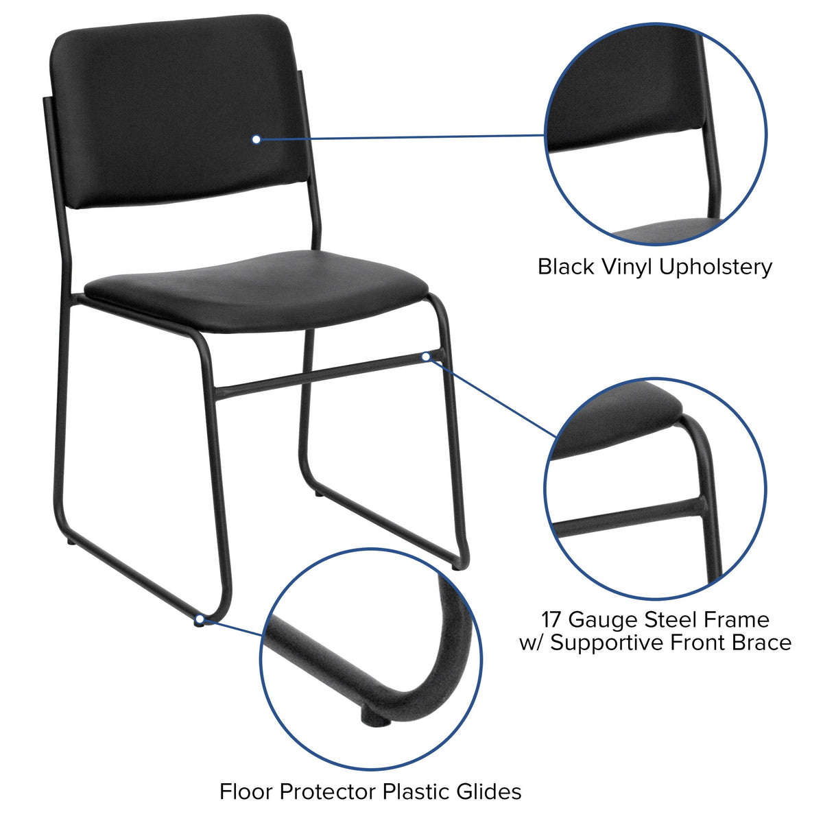 Black Stacking Chair with Sled Base V7483