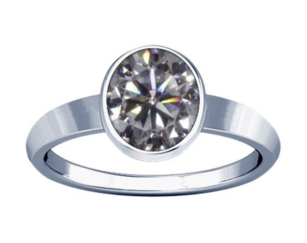American Diamond Silver Plain Design Ring Y47334
