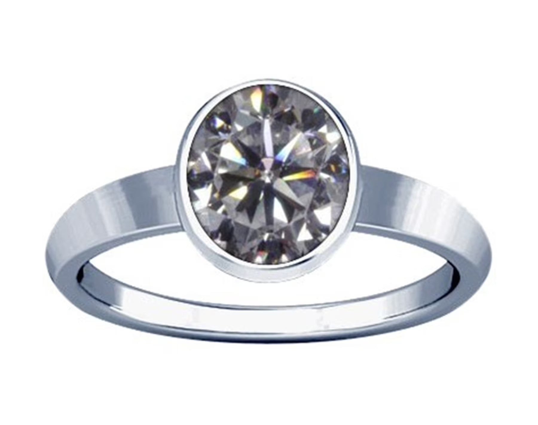 American Diamond Silver Plain Design Ring Y47334