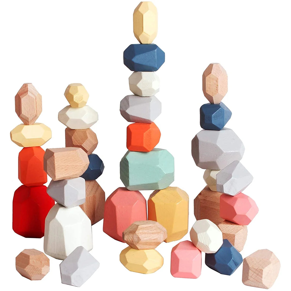 36Pcs Colorful Wooden Stacking Balancing Stone Building Blocks K1798