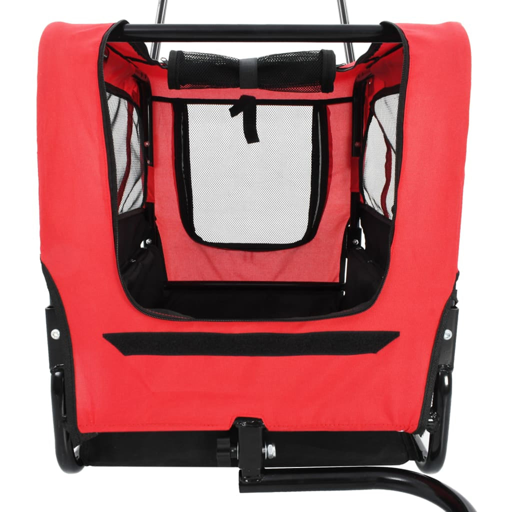 Red and Black Pet Bike Trailer and Jogging Stroller with Storage Bag N2471