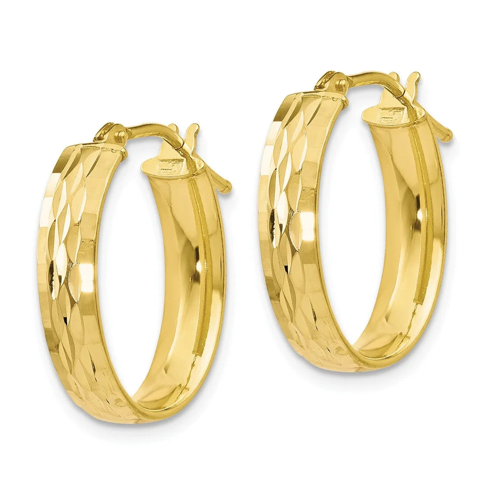 10kt Yellow Gold Polished Oval Hinged Hoop Earrings Y492