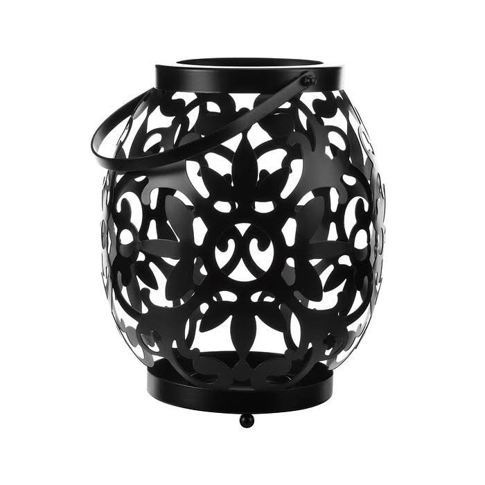 Black 2-Pack Metal Filigree Lantern with LED Candle F582071