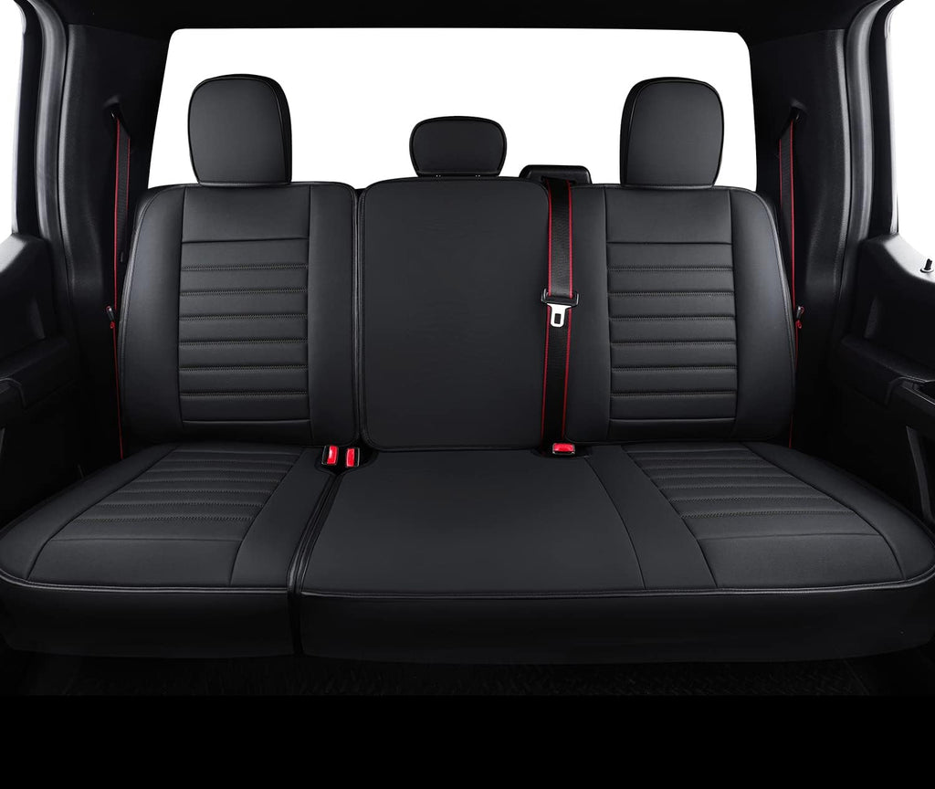F150 Crew Cab Faux Leather Seat Covers (Black & Blue) P1784