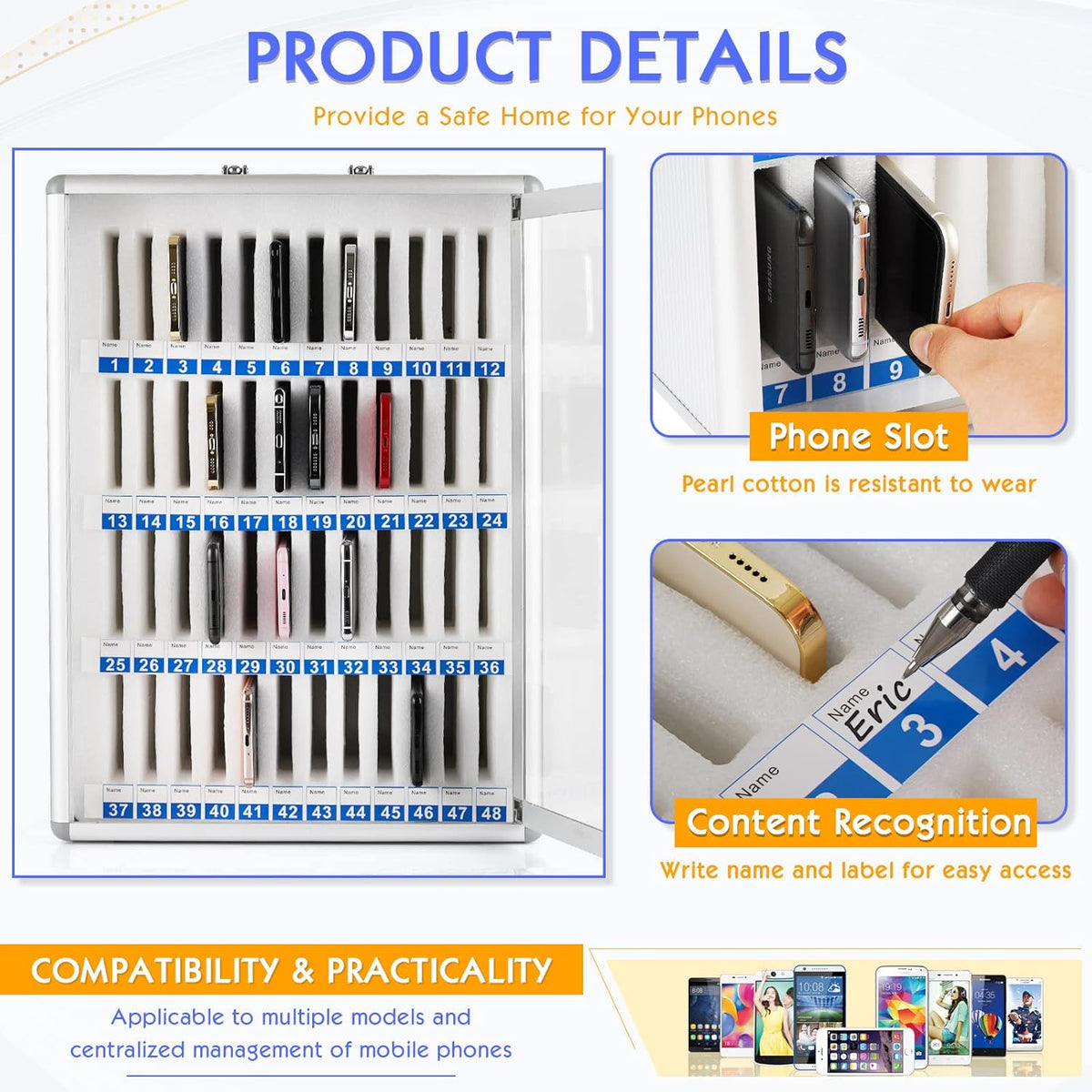 36 Slots Aluminum Alloy Pocket Chart Storage Cabinet Q1752