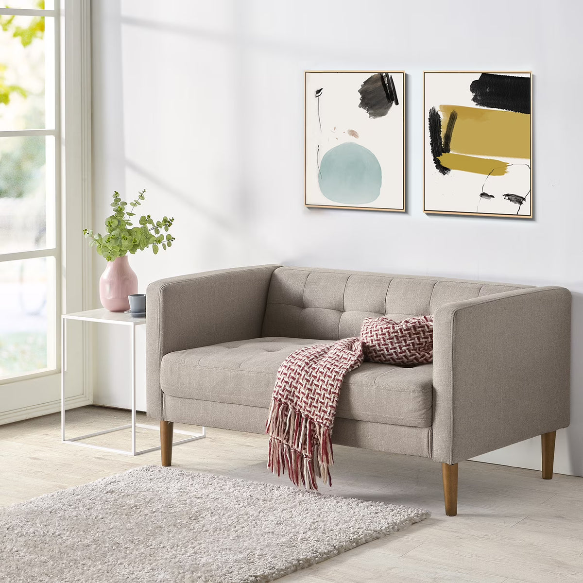 Oatmeal Grey 2-Seater Loveseat L317742