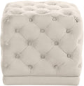 Cream Velvet Ottoman M9638