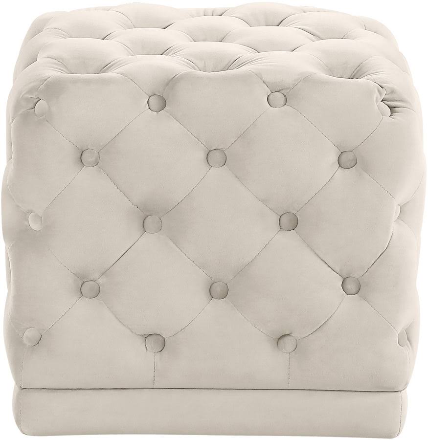 Cream Velvet Ottoman M9638
