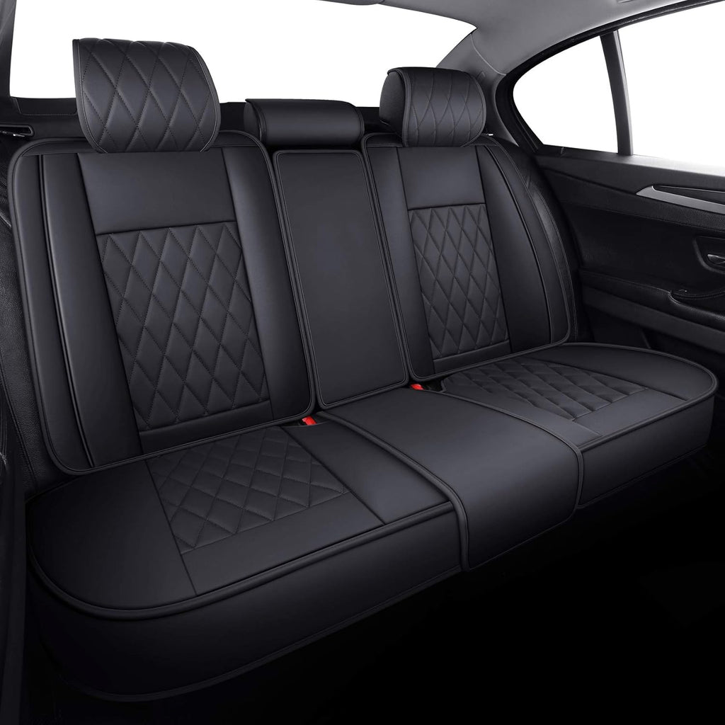 5 Car Seat Covers Full Set Waterproof Leather Automotive Cushions Split Bench 40/60 Universal (Full Set, Black-Blue) O12474