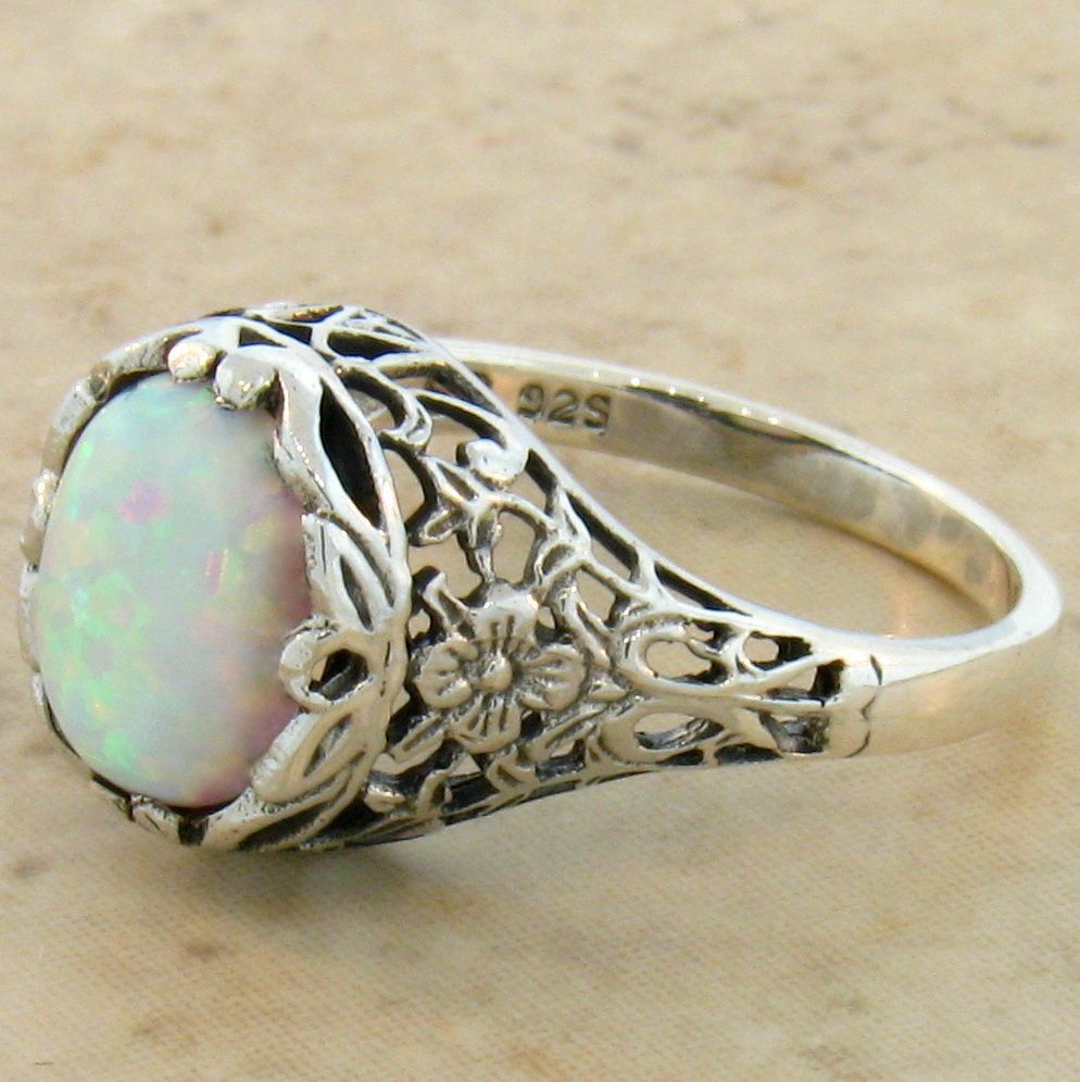 925 Sterling Silver Lab-Created Opal Ring B6820
