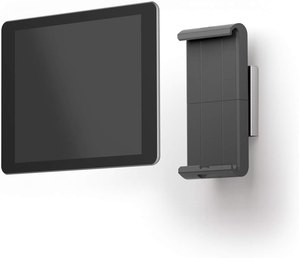 Tablet Holder Wall/Cabinet Mount, 360 Degrees Rotation, Anti-Theft Device, Silver/Charcoal, Pack of 2 I797131