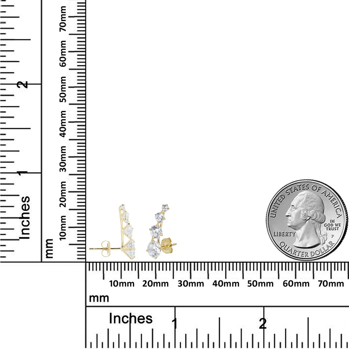 10K Yellow Gold Ear Crawler CZ Earrings J35497