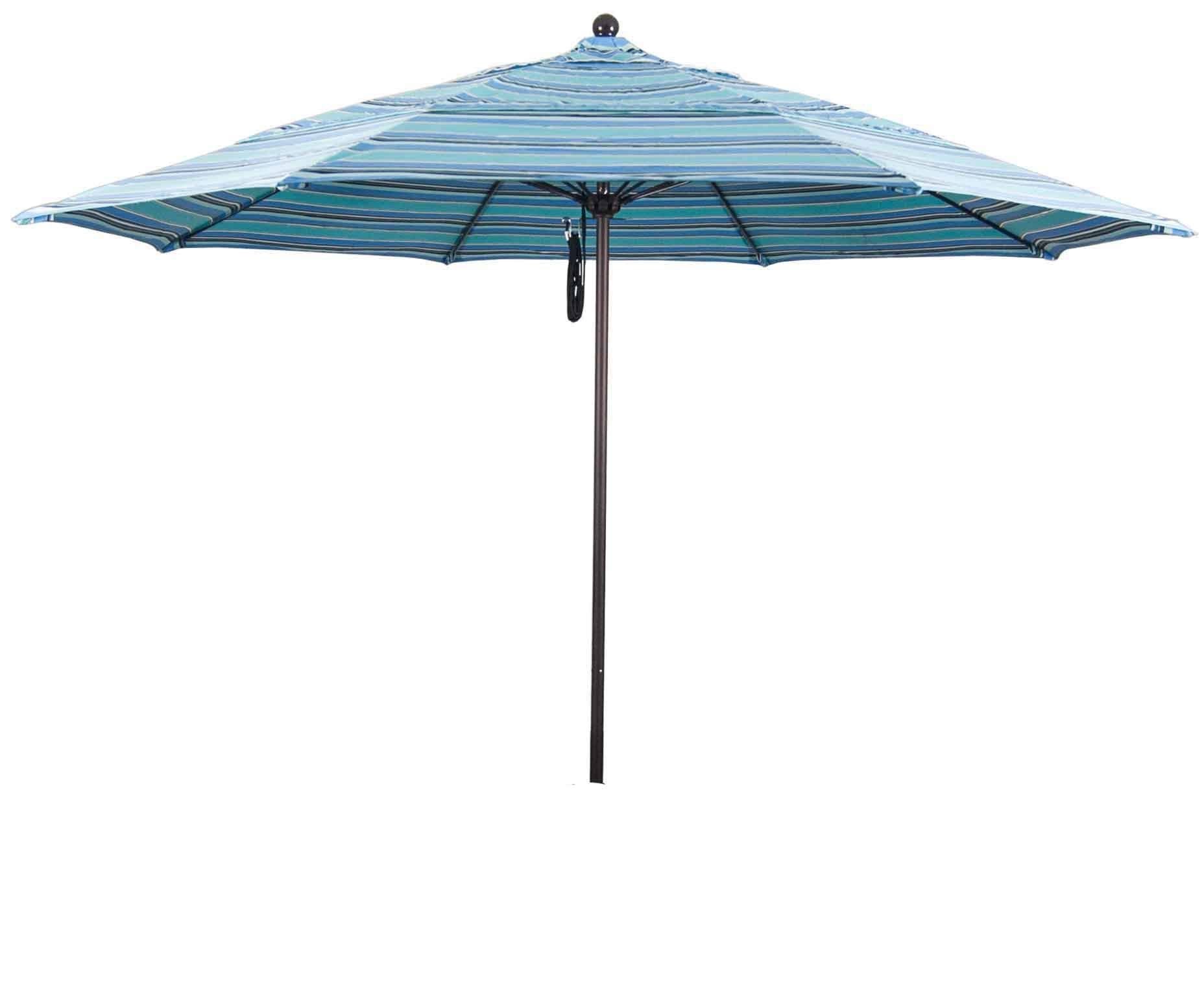 11 ft. Fiberglass Double Vent Market Umbrella - Bronze - Sunbrella Wheat, Beige Y306