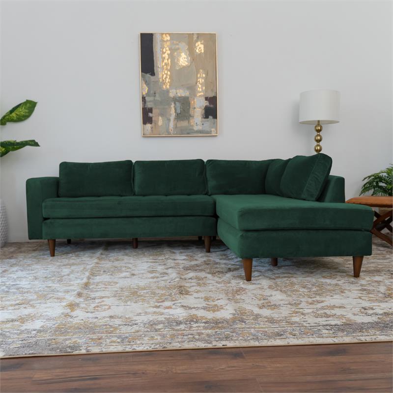 Green Velvet Corner Sectional Sofa P644849
