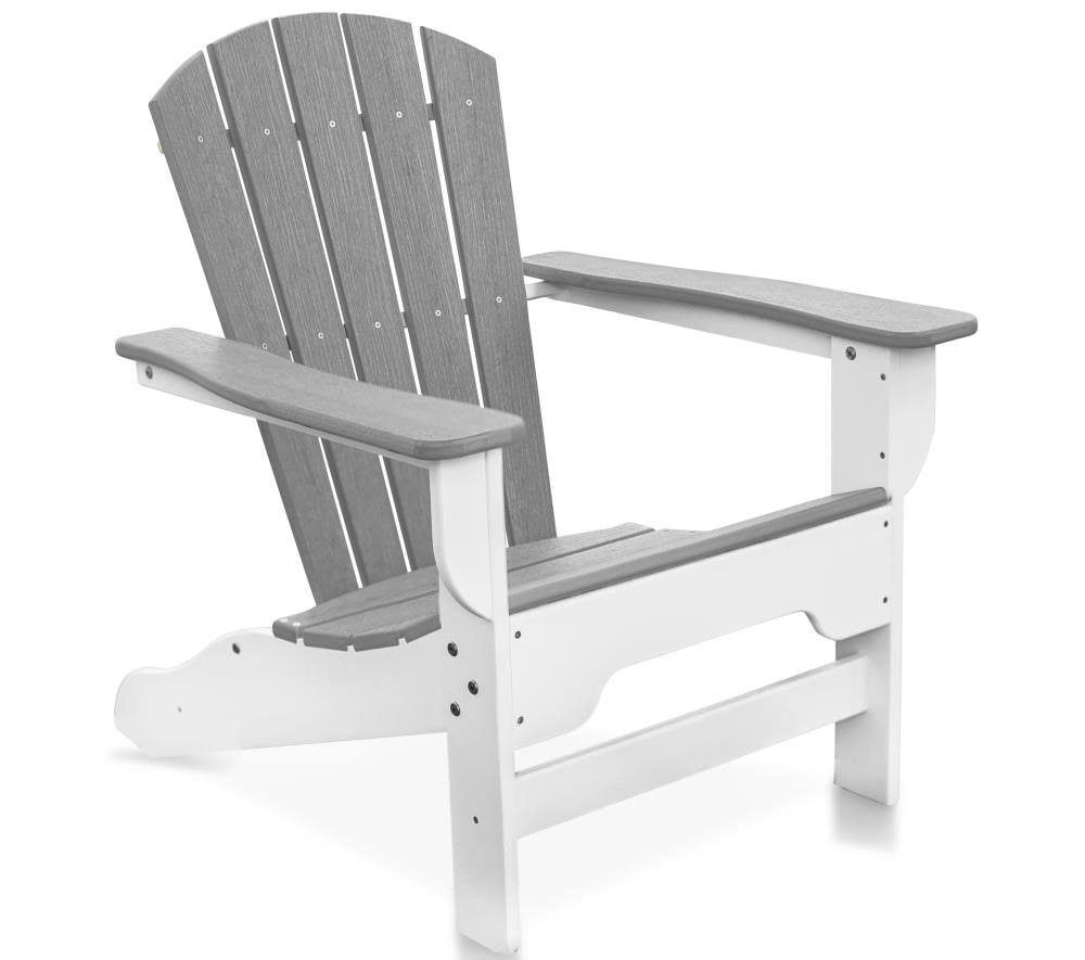 White Plastic Frame Adirondack Chair with Slat Seat Stainless Steel K262847