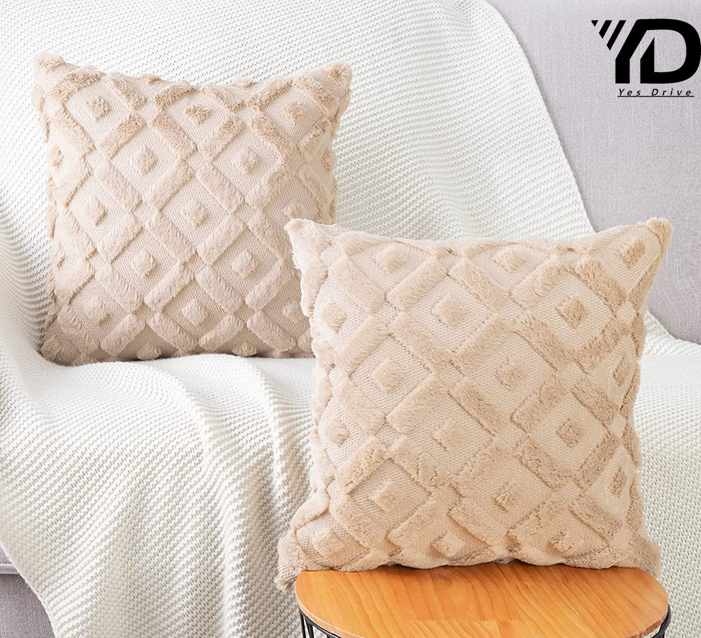 Set of 2 Soft Plush Velvet Decorative Throw Pillow Covers Square Cushion Case T632806