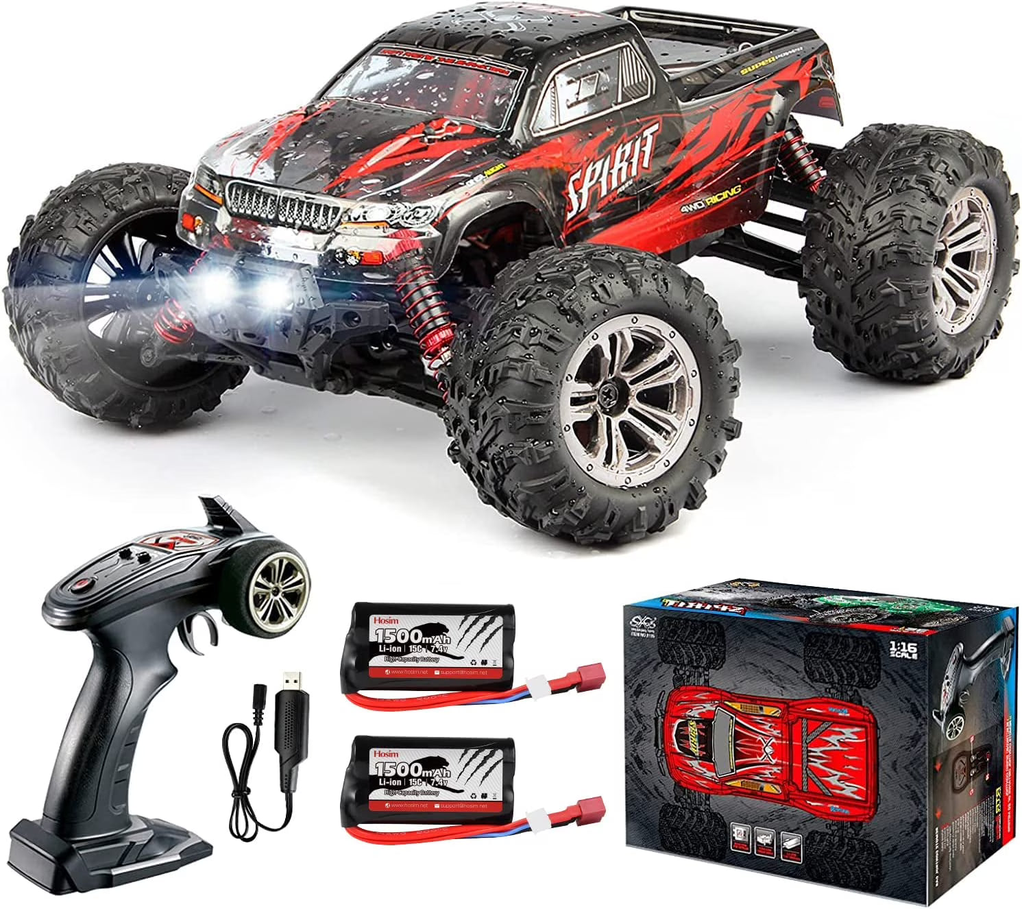 1:16 Scale 4WD Electric Off-Road RC Monster Trucks with 2 Batteries G196