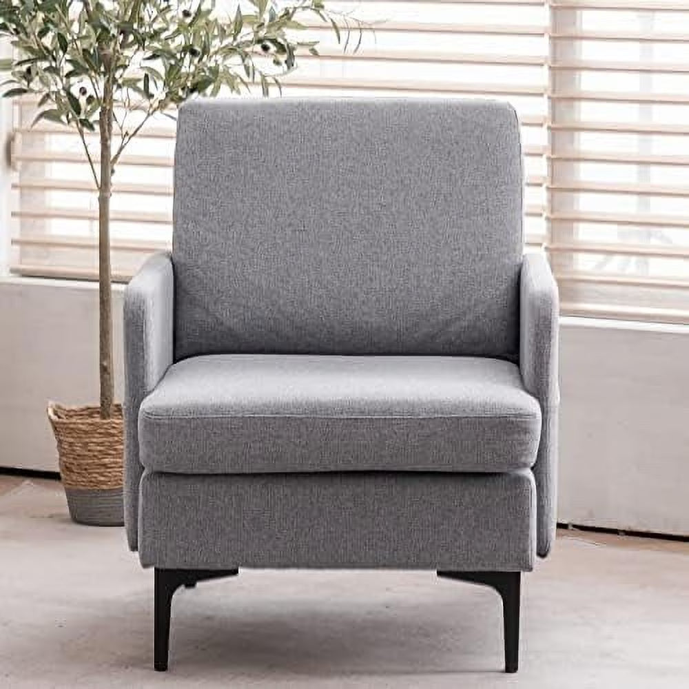 Dark Gray Fabric Lounge Chair with Metal Legs O589869