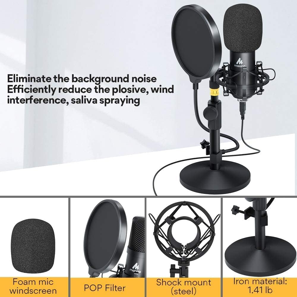 USB Condenser Microphone Kit with Aluminum Organizer Storage Case, Pack of 2 O3080